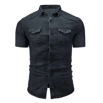 

Men's Casual Slim Fit Button Shirt With Pocket Short Sleeve Tops Blouse c0301