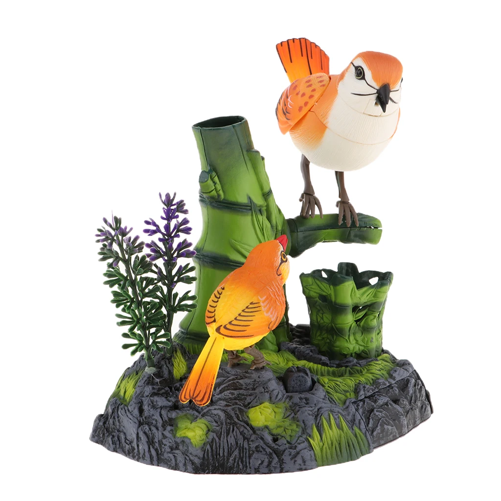 Plastic Sound Control Activated Chirping Singing  Vocal Toys Birds Landed on the Branch Model Kids Education Gift