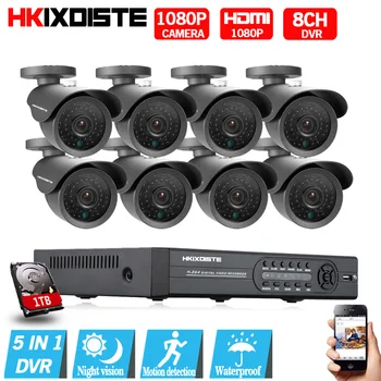 8CH 1080 P HDMI DVR 1080 P HD помещении на открытом воздухе безопасности Камера Системы 8-канальный видеонаблюдения DVR комплект 8 шт. AHD Камера набор с 2 ТБ...