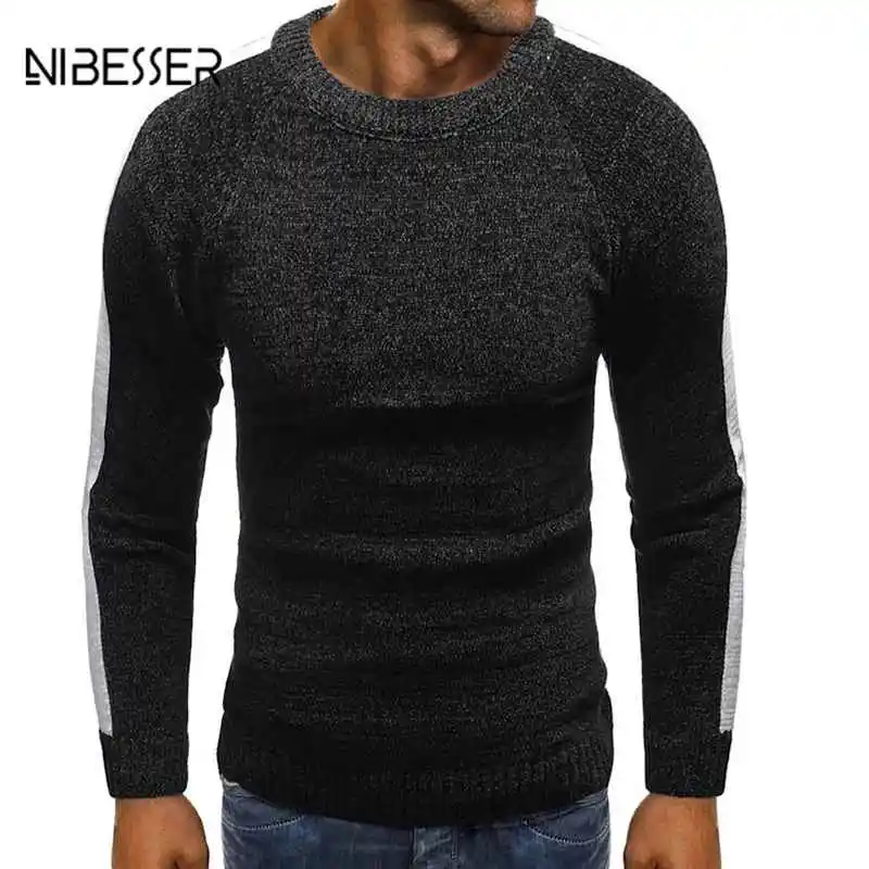 NIBESSER Mens Pullover Men Clothing Round Neck Pullover