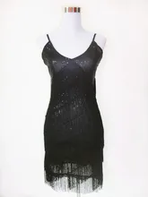 Stunning Stage Dance Costume 1920s Great Gatsby Style Sequin Tassel V-Neck Cocktail Latin Party DressFringed Flapper Dresses