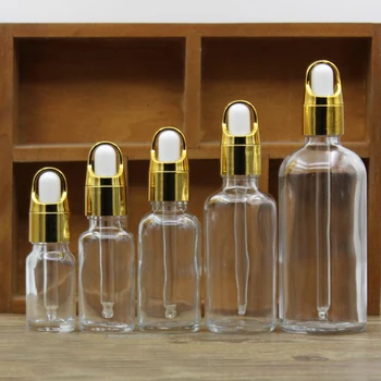 

2pcs/lot 5/10/15/20/30/50/100ml Empty Clear/Amber Glass Essential Oil Perfume Bottle with glass pipette dropper basket cover cap