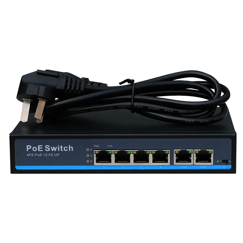  48V 4 Ports POE switch Ethernet with standardized port IEEE 802.3 af/at Suitable for IP camera/Wire - 1.00001E+12