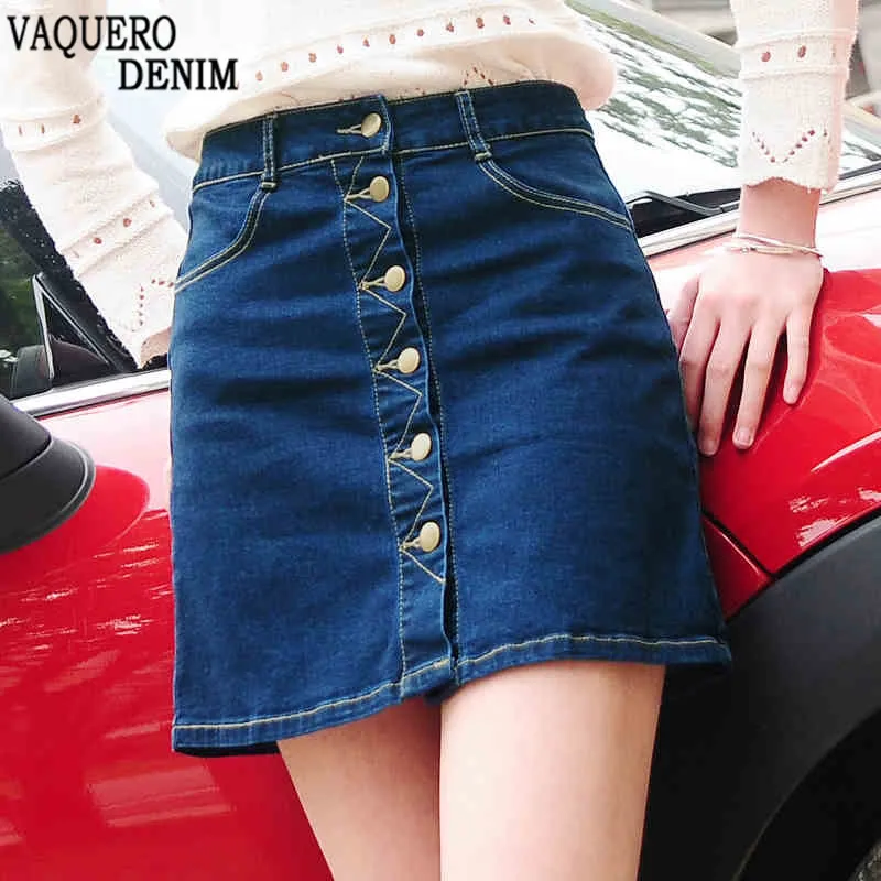Denim Skirt 2016 Summer Style Women Short Skirts Sexy Single Row Button ...
