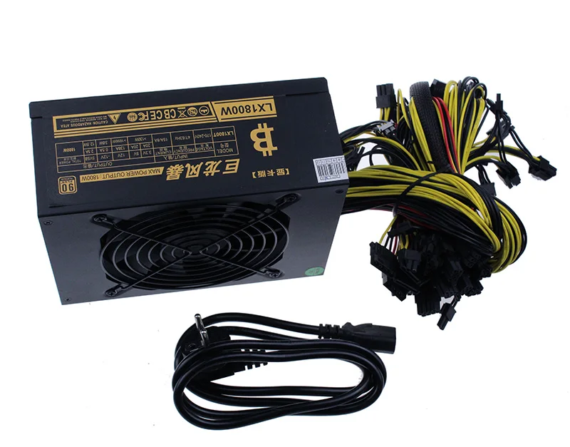 New 1800W Mining Power Supply PSU 24pin For Bitcoin Miner R9 380/390 RX 470/480 RX 570 1060 For Antminer A6 A7 S5 S7 B3 C9 D3 E9