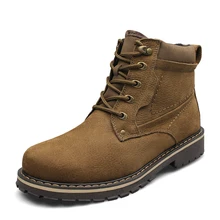 Plus Size Winter Genuine Leather Ankle Boots Men European Waterproof Nubuck Leather Boots Warm Work Boots With Fur