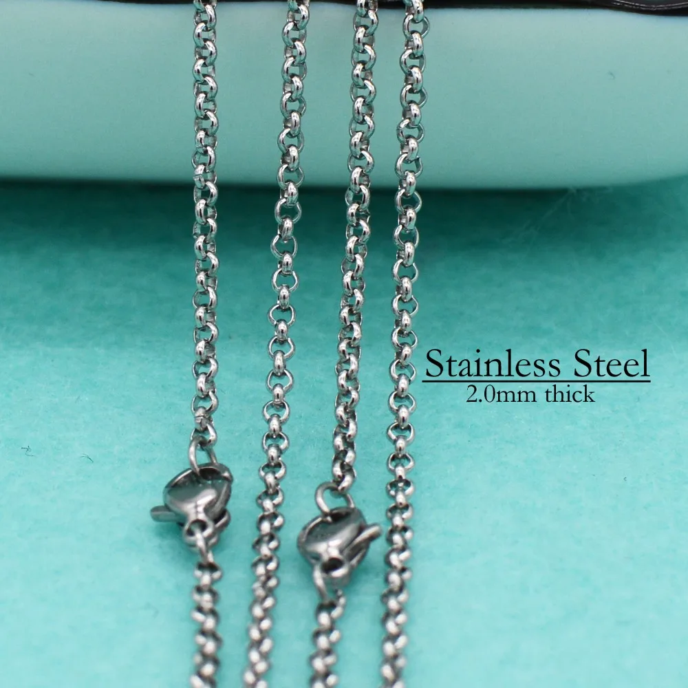 50 pcs- Stainless Steel Chain Necklace, 2.5mm Rope Chain Necklace, Stainless Steel Necklace Chain, Stainless Steel Rope Chain