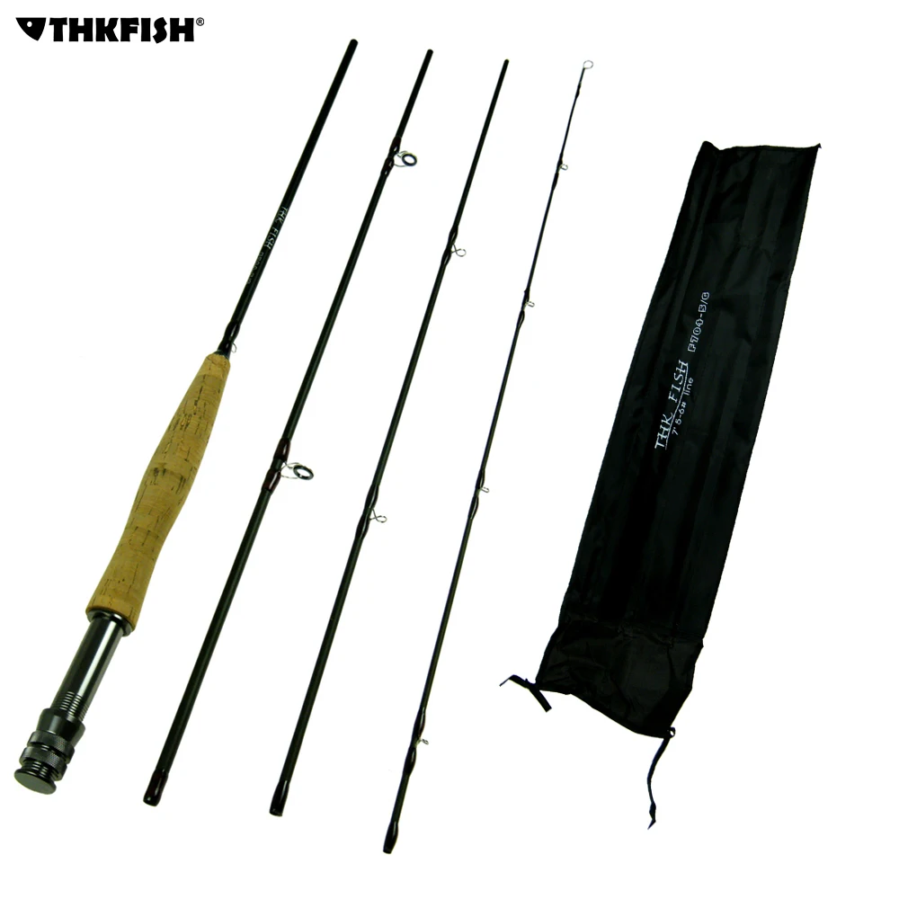 

THKFISH 8ft 2.4M Fly Fishing Rod 4 Section #5~#6 Graphite Fly Fishing Rod 4-Piece Lightweight Portable Carbon Fiber Fishing Pole