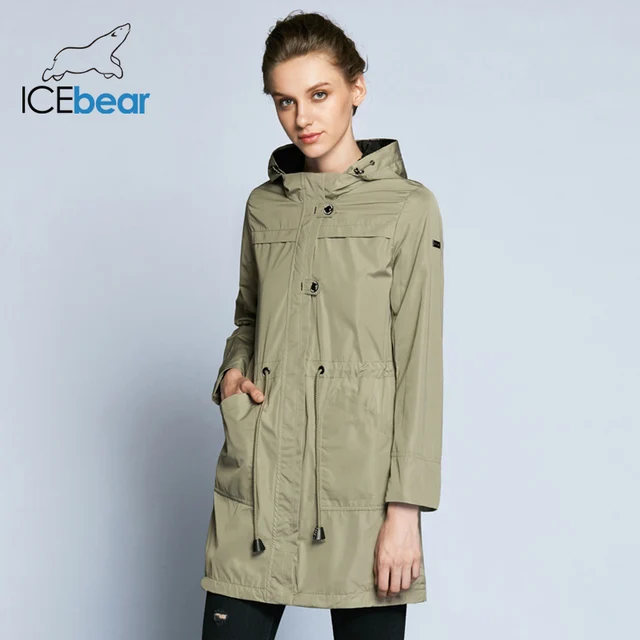 ICEbear 2019 модная женская ветровка новое весенное облегающее женское однотонное пальто со съёмным капюшоном B17G123D