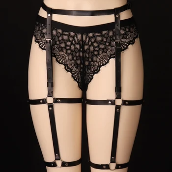 

Sexy Body Cage Leather High Waist Garter Harness Belt Suspenders Thigh Black Bondage Lingerie Fashion Party Dance Fetish Cosplay