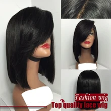 180 density hand woven Synthetic lace front wig Bob straight black color lace front wigs Bob