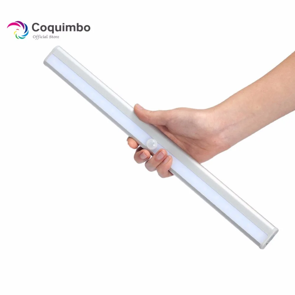 

10/20 LEDS Rechargeable PIR Motion Sensor Night Light Built In Battery For Stairway Bookshelf Wireless Under Cabinet Light