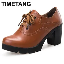 TIMETANG/Лидер продаж; винтажные женские туфли-оксфорды на шнуровке; модные женские туфли-оксфорды с круглым носком в британском стиле; женская школьная обувь