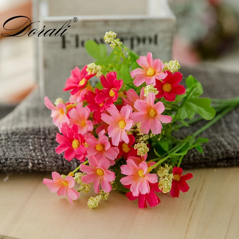 7 branch 1 Bouquet 28 heads cute silk daisy artificial decorative flower wedding flower bouquet home room table decoration