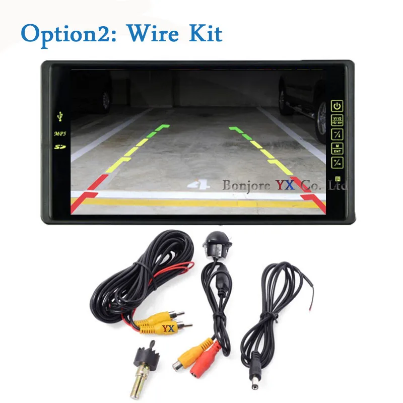 Koorinwoo беспроводной 9 дюймов Автомобильный зеркальный монитор Bluetooth MP5 FM USB SD слот для автомобиля заднего вида камера заднего вида для автомобиля - Цвет: Wire kit