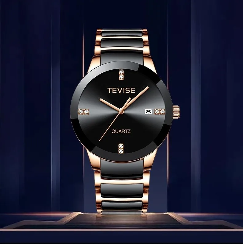TEVISE Man Watch 2019 Luxury Brand Quartz Wristwatch Mens Ceramic Casual Personality Male Clock erkek kol saati T845GS (1)
