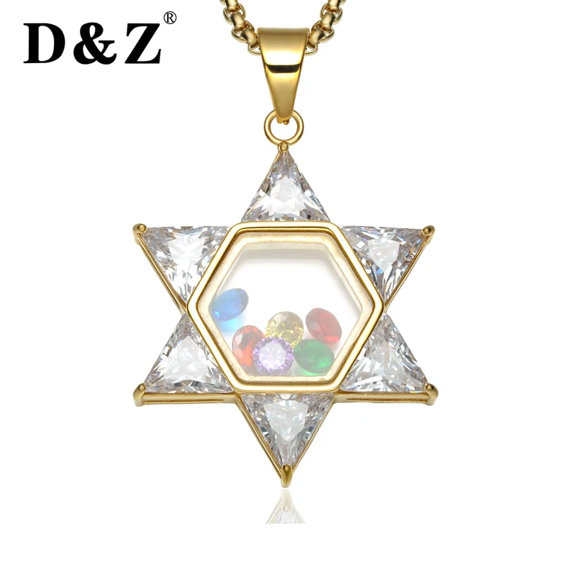

D&Z Trendy Jewish Magen Star of David Pendants Necklaces of Women Stainless Steel Israel Judaica Hebrew Jewelry Hanukkah