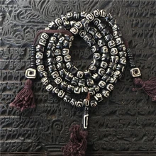 Натуральная кость яка 108 Тибетский Стиль молитвенные бусы ручной работы тибетский рисунок знак старый молитвенный бисер высокое качество