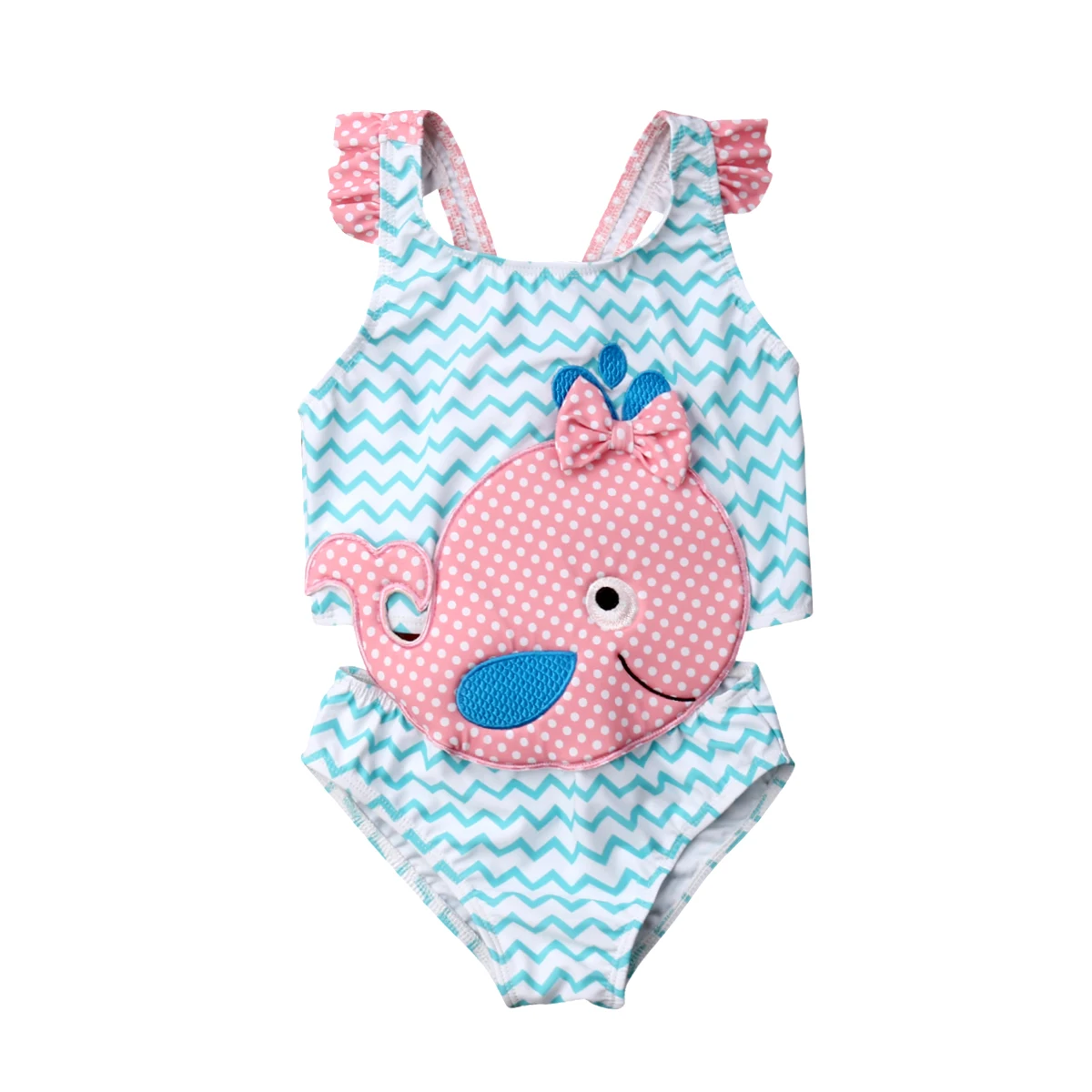 

Toddler Baby Bibs Girls Goldfish Striped Printing Summer Swimwear Swimsuit Beachwear Bathing Suit One Piece Children Clothing