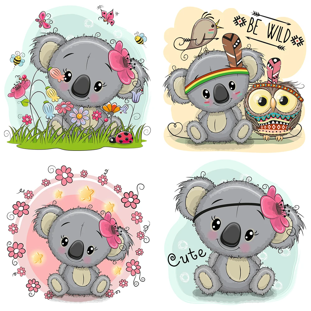 

Koala Patch Iron on Transfer Stickers on Clothes Patches for Clothing DIY Badges Stranger Things for T-shirts Applique