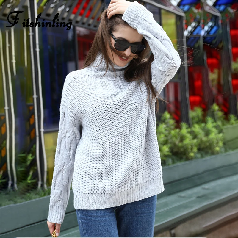

Fitshinling Korean Style Twist Turtleneck Sweaters Women Winter 2019 Pullover Knitwear Long Sleeve Slim Female Sweater Pulls New