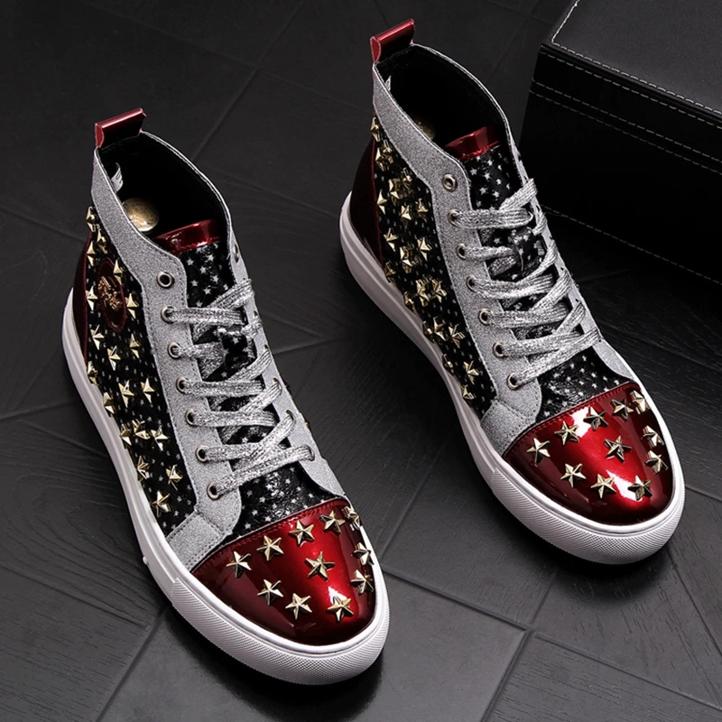 Hommes Hop Hip Mocassins Chaussures Top rouge Mode En High Rivets De Baskets Panda Peluche Montantes 2019 Américain Décontracté Drapeau Plates Noir oQrCBdxeW