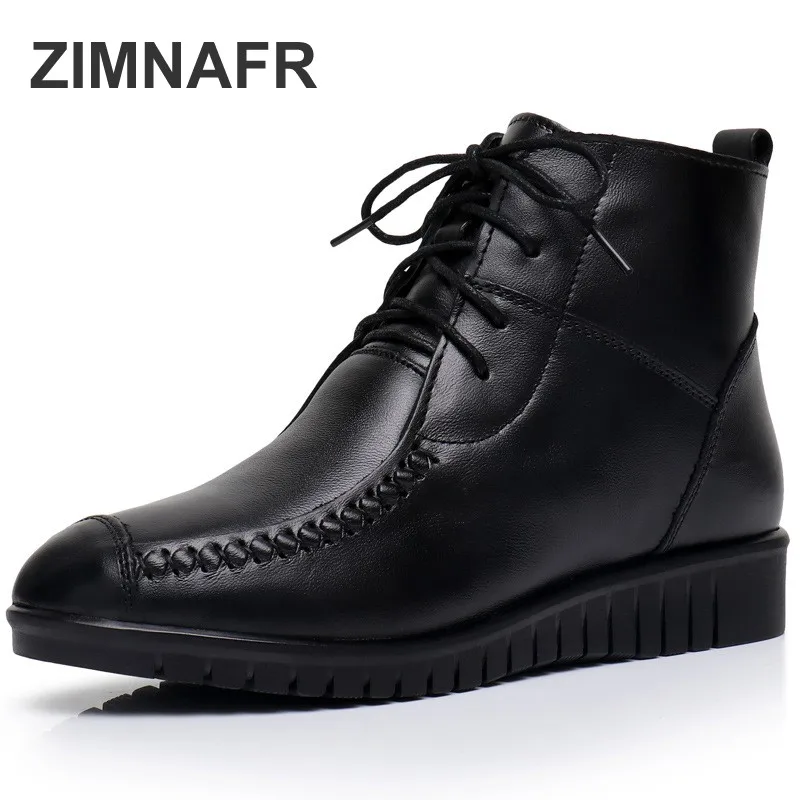 

women boots 2018 new Mother shoes winter cotton boots female genuine leather flat short tube boots women winter boots