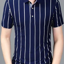 Liseaven брендовая одежда, мужская рубашка поло, мужская деловая рубашка, повседневная полосатая Мужская рубашка поло с коротким рукавом, мужская одежда