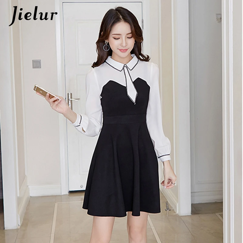 Aliexpress.com : Buy Jielur Korean Fashion Tie Office Dress OL Black ...