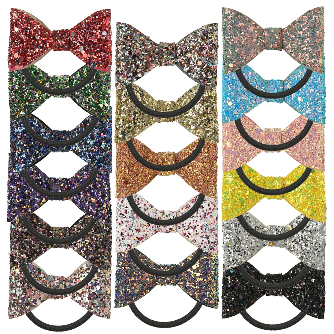 17 шт./лот Позолоченные мини банты с черными эластичными лентами Blingbling ободки для