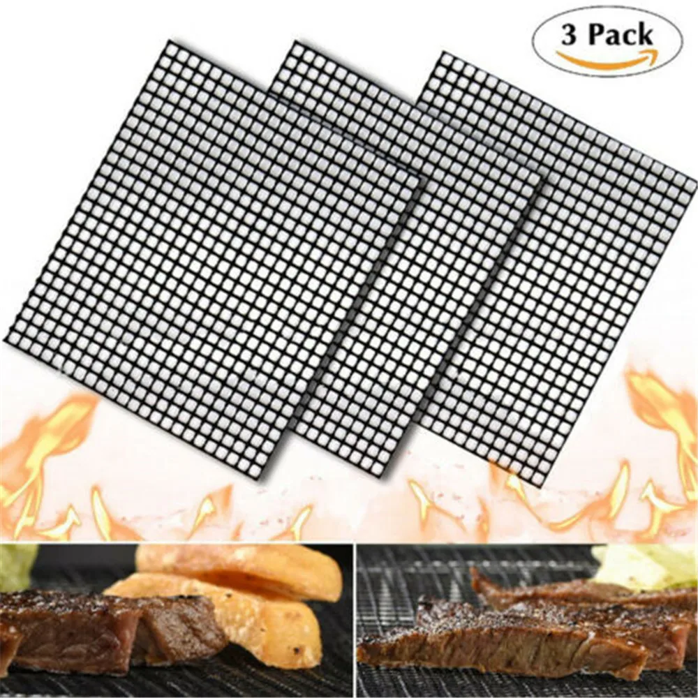 

MINTIML GRILL MAT BBQ Grill Mesh Mat Non-Stick Teflon Cooking Sheet Liner Fish