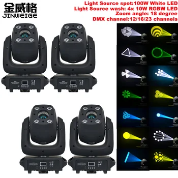 

Free Shipping 4pcs/lot Newest 100W LED Spot 4x10W RGBW LED Wash LED Moving Head Stage Light Perfect For Dj Disco Club Party Show