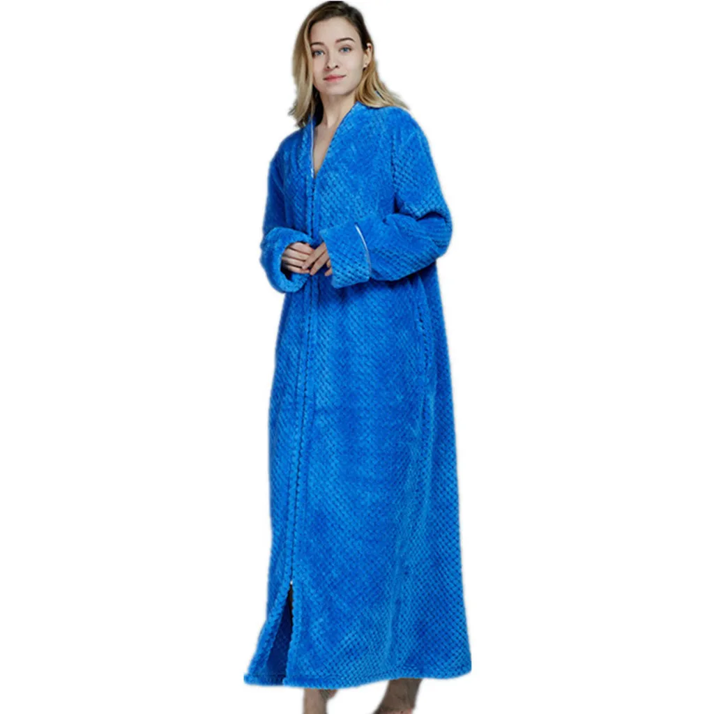 

Autumn winter new Fleece Ladies Soft Tie Front Dressing Gown Robe Long Marks and Spencer Robe Microfiber Homewear Sleepwear