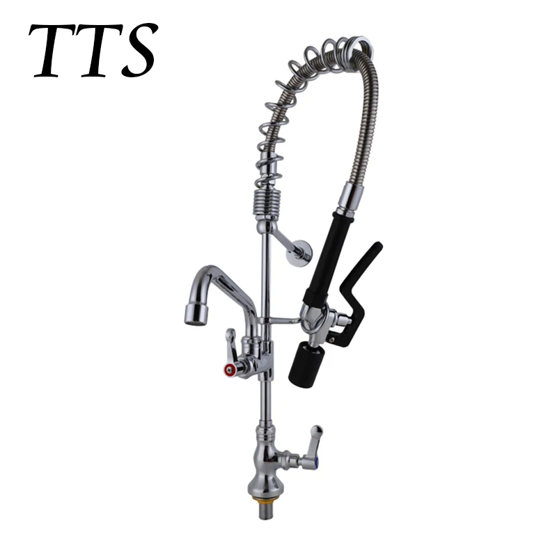 

TTS Kitchen Faucets Chrome Brass Faucets for Kitchen Sink Single Lever Pull Out Spring Spout Tap