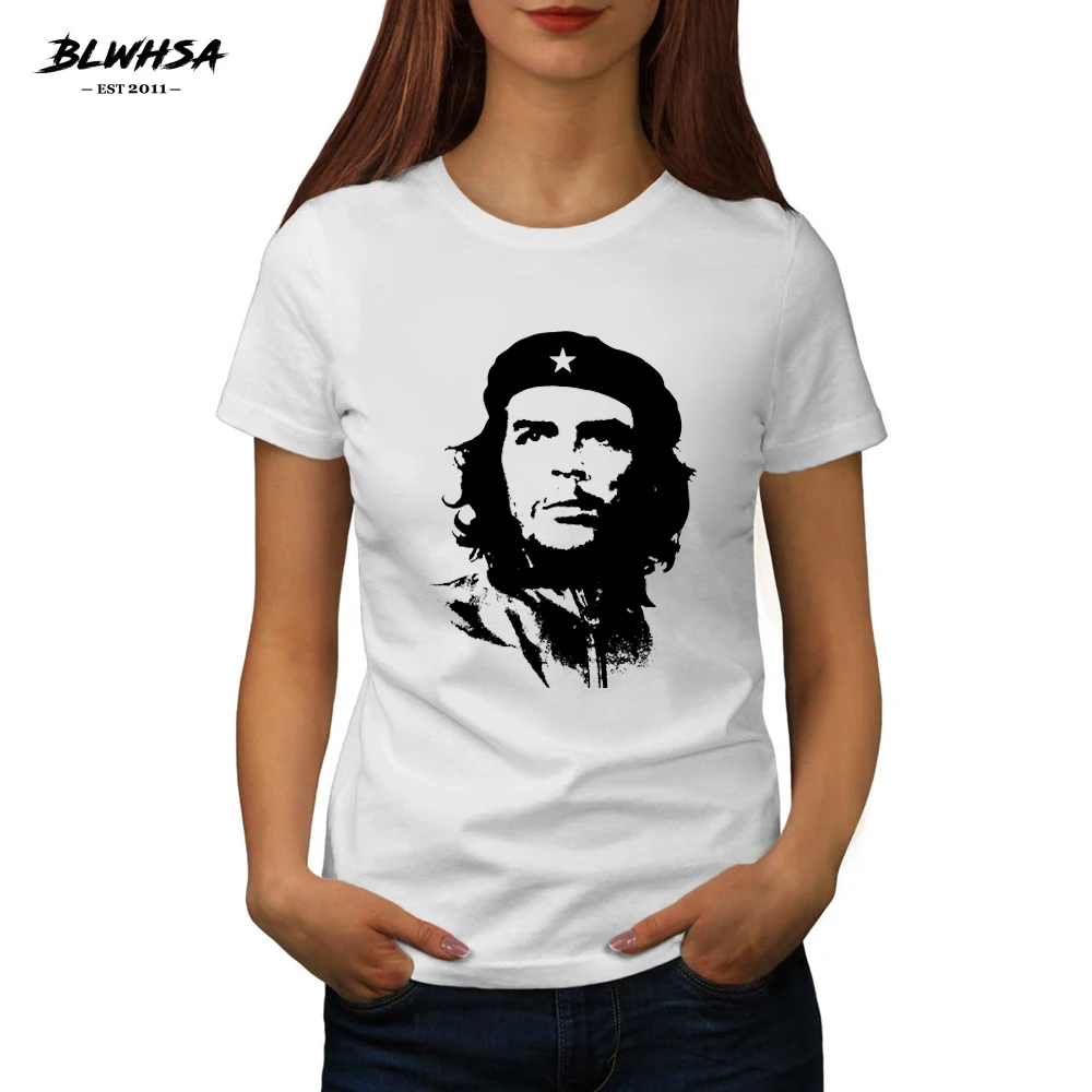 BLWHSA Che Guevara, женская футболка с принтом, летняя, короткий рукав, хлопок, забавная футболка для девушек, топ, футболка, хипстер, крутая женская одежда