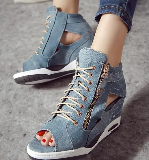Aliexpress.com : Buy Fashion Open Toe Cowboy Boot Sandals Ladies Denim Shoes Woman Wedges 