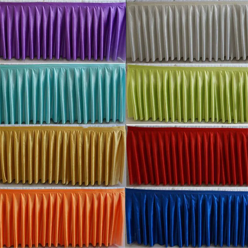 6FT. Long Ice Silk Wedding Table Skirt For Table Cover Cloth Linens Decoration Skirting For Wedding Party