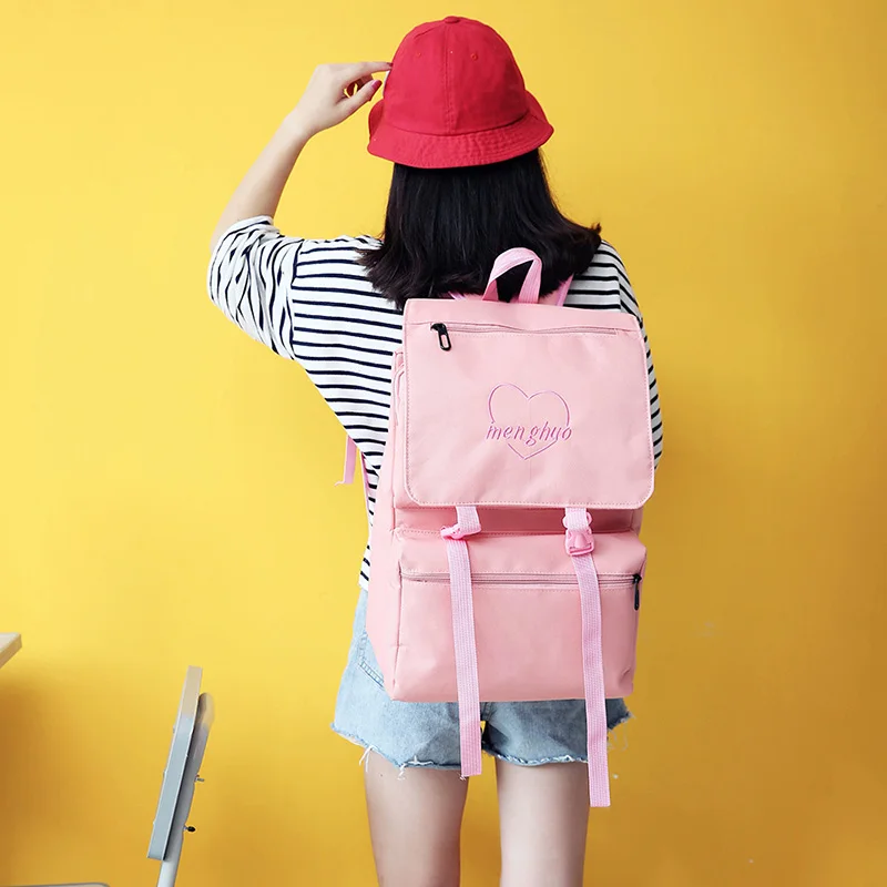 Menghuo 2017 HOT New Designed Korean Cute Fresh Backpack Letter Cover Women Backpacks Quality Fashion Girls School Bag Mochilas (5)