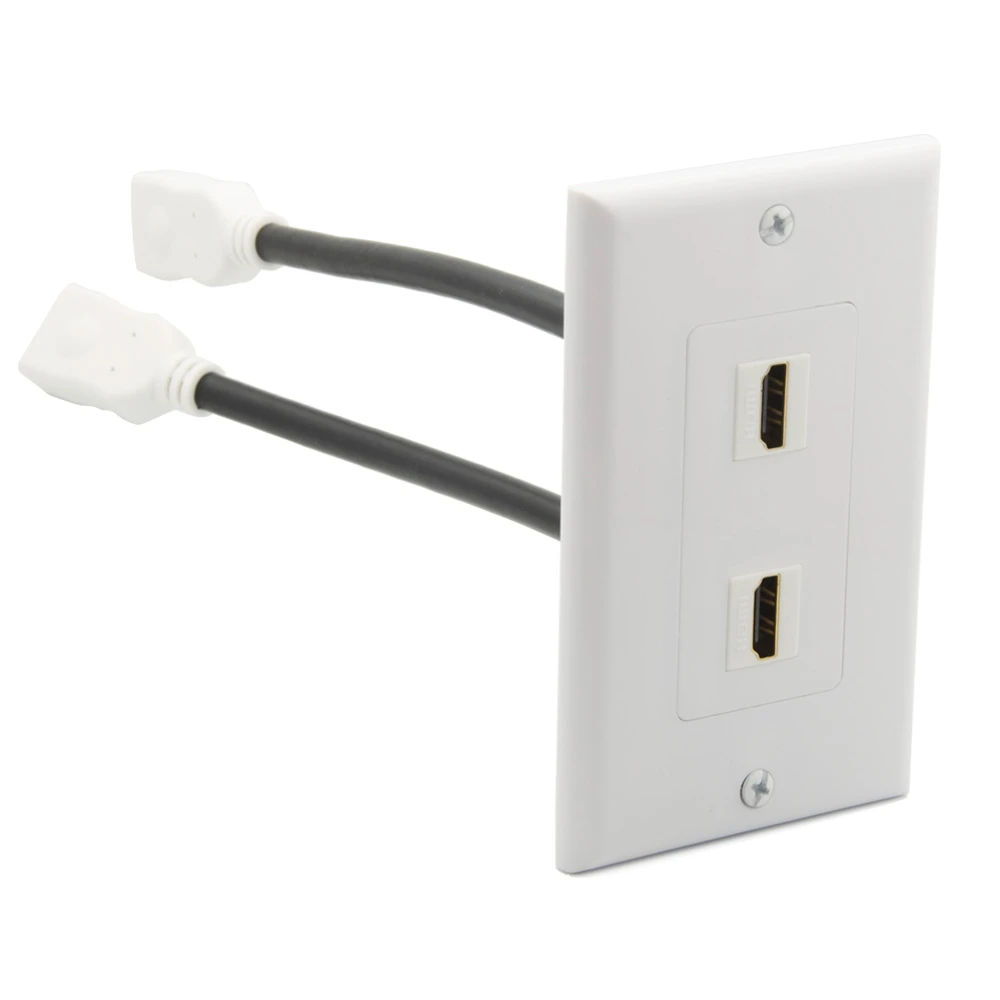 w/ Short Extension Cable 1-Port HDMI Wall Plate White w/ Short Extension Cable 1-Port HDMI Wall Plate White