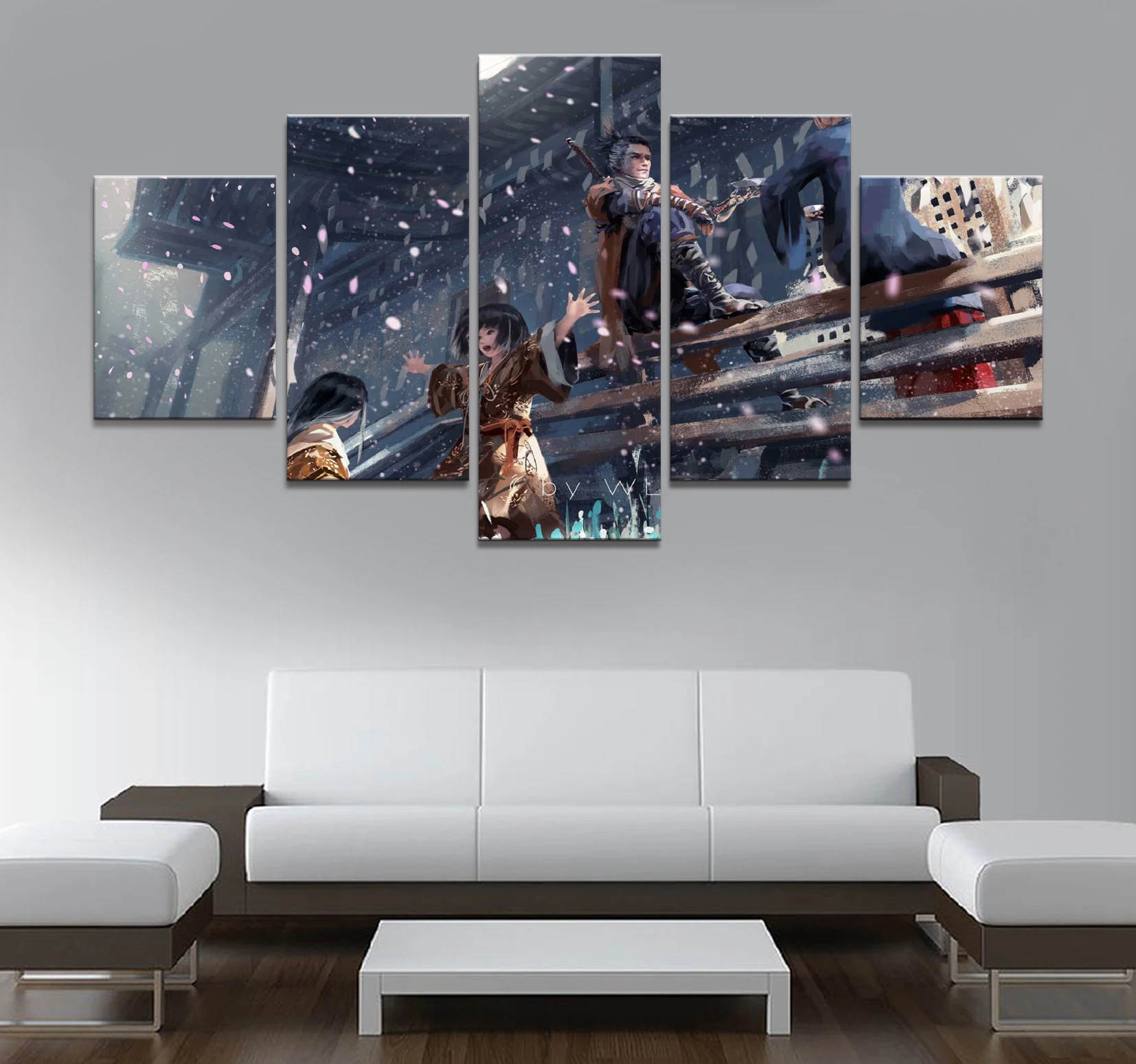 Waliicorners 5 Piece SEKIRO Shadows Die Twice Games Art Print Canvas Paintings Wolf Ninja Picture Wall Paintings for Home Decor4 7 HTB1WC6XcECF3KVjSZJnq6znHFXaX