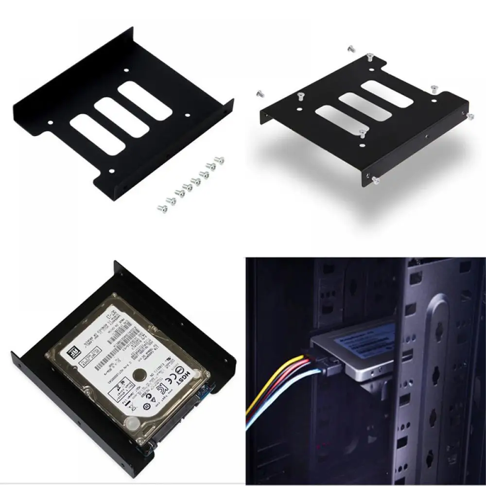 2PCS 5.25/" to 2.5/" SSD 3.5/" HDD Hard Drive Bay Adapter Holder Tray Base Bracket
