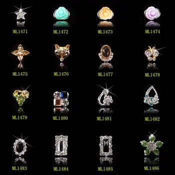 

100Pcs Rose Flowers 3D Nail Art Decorations Rhinestones Golden Alloy Tools For Charms Nails on nail Salon suppliers 1471-1486