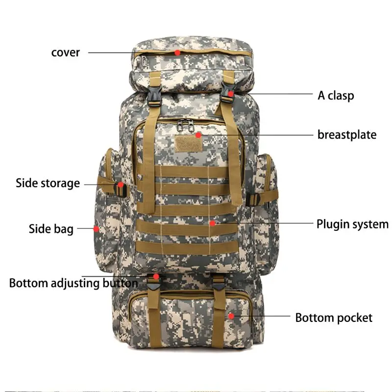 80L большой камуфляжный рюкзак походный тактический военный кемпинг выживания снаряжение