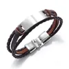 V.YA  Punk Multilayer Simple Bracelet Stainless Steel PU Leather Bracelet 4 Colors Engrave Bangle For Men Unique Gift ► Photo 3/5