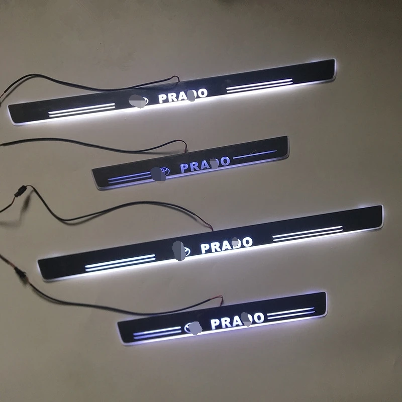 

LED DOOR SILL PLATE LIGHTS moving door scuff Nerf Bars Running Boards entry guards covers fit for Prado FJ150 LANDCRUISER 14-17