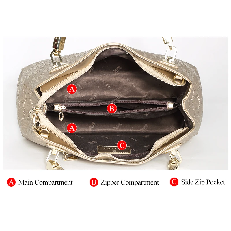 FOXER Occident Style Gold Top Handle Bag Fashion Women's Split Leather Large Capacity Handbag Lady Luxury Shoulder Crossbody Bag