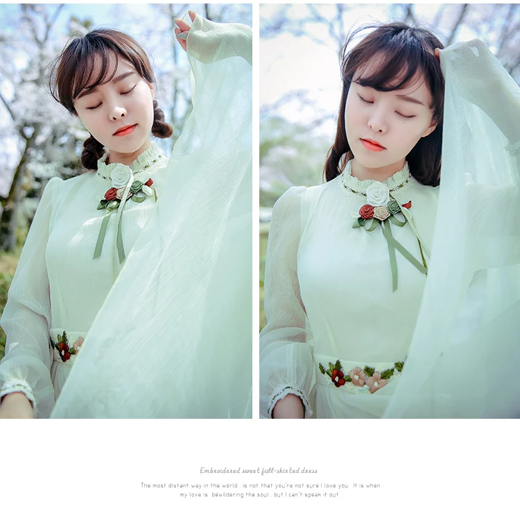 Новинка весны, Корейская версия e, broidery, женское ретро платье с длинным рукавом, очень хорошее качество, длинное платье wj1657, Прямая поставка