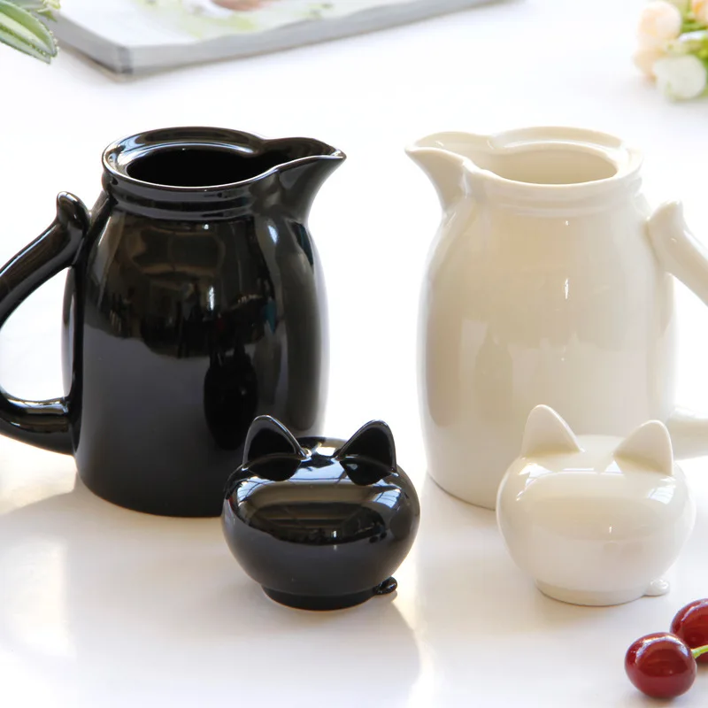 Мультяшные керамические кувшины для молока с крышкой, чашка для крема, кофе, сливки, латте, художественный кувшин, кухонные аксессуары для кофе