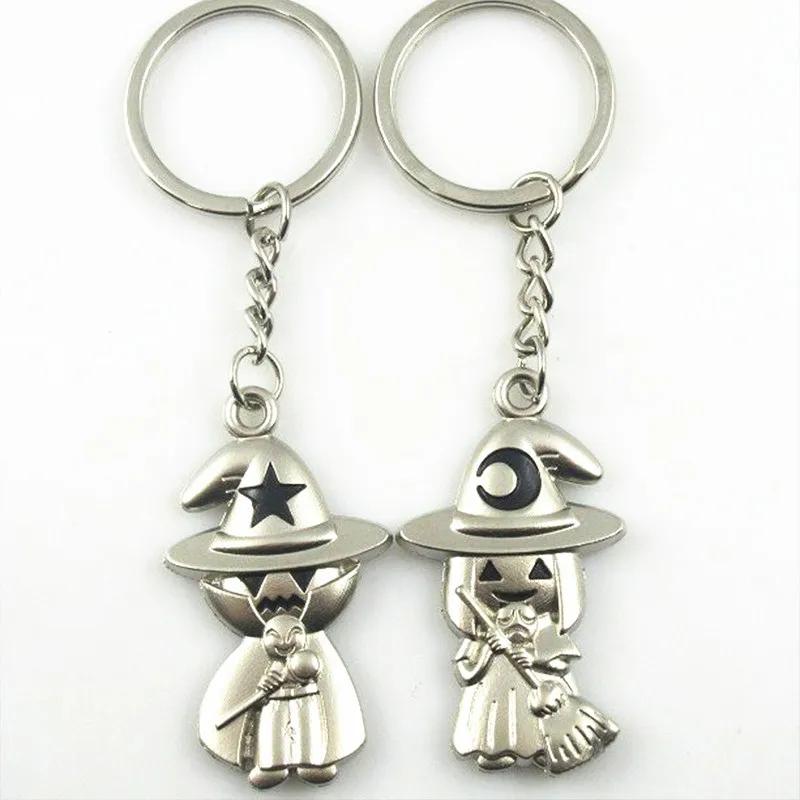 

Halloween Lovers' KeyChain Star Moon Broom Witch Couple Keyring New Cute Creative Car Phone Bags Key Pendant Gifts