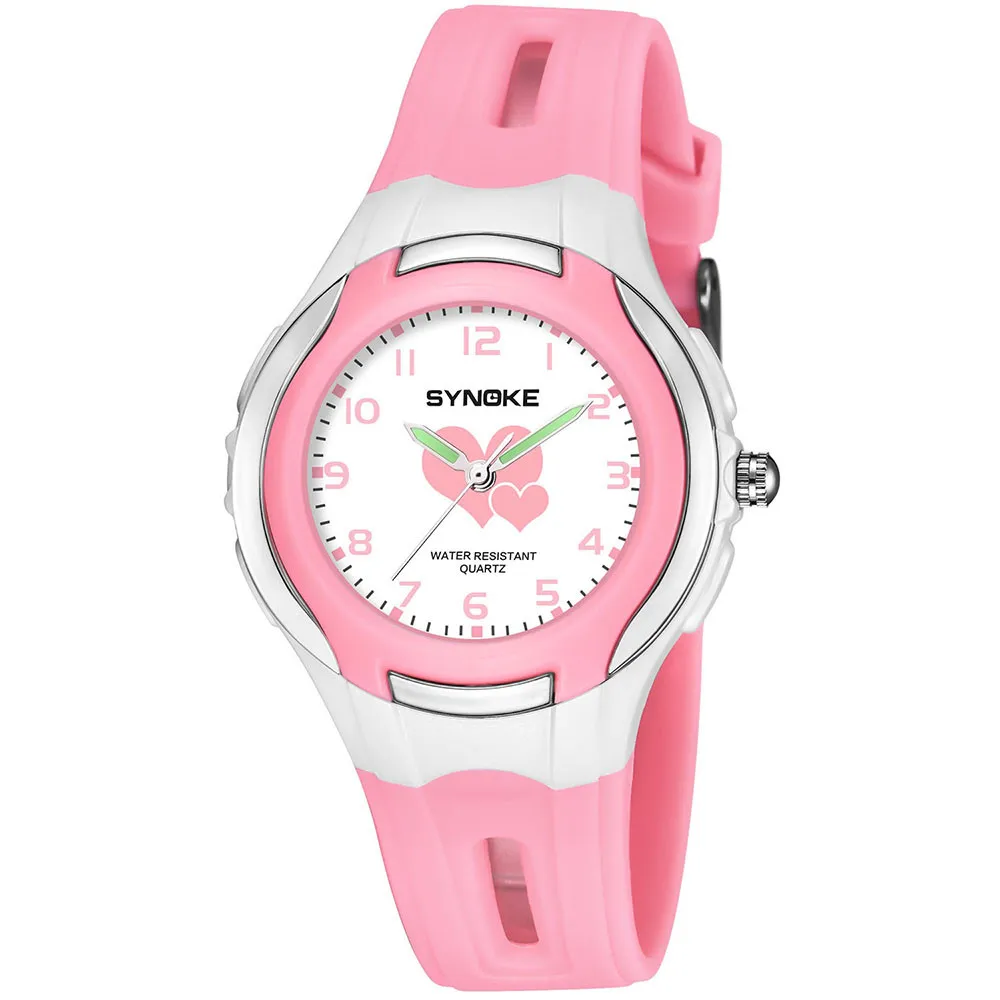 New SYNOKE Multi-Function 50M Waterproof Heart Pattern Watch LED Digital Double Action Watch Digital Watch For kids Y09K4